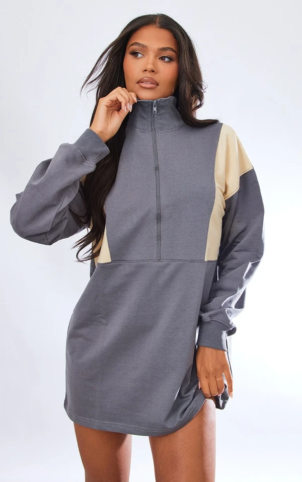 Zero Robe Pull Oversize Noir & Blanc Zippée à Parties Contrastantes Et Col Cheminée 1 Zero Robe Pull Oversize Noir & Blanc Zippée à Parties Contrastantes Et Col Cheminée