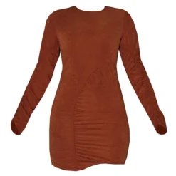 Robe Chemise Froncée En Diagonale Chocolat à Col Ras -Pas Cher Robe Tendre Magasin 5dace3d41a55abbf27870dba0cc488bf64e0e93e cmv9153 6