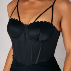 Mini Robe Corset Noire En Mesh à Bonnets Coquilles -Pas Cher Robe Tendre Magasin 5ef4a44e8513d082accaa243bb51604c275828cb cna9039 4