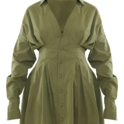 Robe Chemise Oversize Plissée En Maille Tissée Kaki -Pas Cher Robe Tendre Magasin 6073be2da9b8834f951322430e22809b2a537ffc cna4955 5