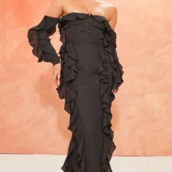 Robe Longue En Mousseline De Soie Noire à Corset Et Manches Longues -Pas Cher Robe Tendre Magasin 607bab5f121a4978ef503004d79186d00fec2e42 cne8542 3