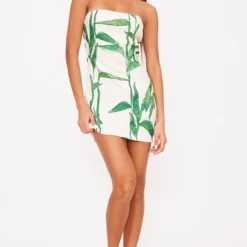 Robe Bustier Moulante Verte Imprimé Feuilles -Pas Cher Robe Tendre Magasin 60f10d9fbcbdc90a7aba33f16c574e7562d4c332 cne8472 3