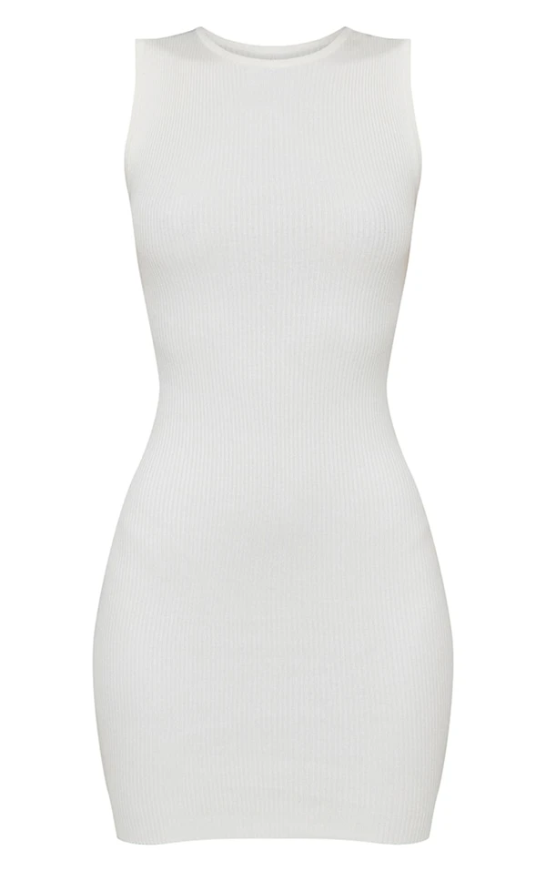 Robe Moulante Crème Basique En Maille Tricot 5 Robe Moulante Crème Basique En Maille Tricot – Image 5