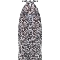 Robe De Plage Longue Effet Lin Noir Et Blanc Imprimé Zèbre à Dos Nu Et Découpes -Pas Cher Robe Tendre Magasin 633cd718597aa1d298f228f280c87d32edb0f6ff cmw0639 6