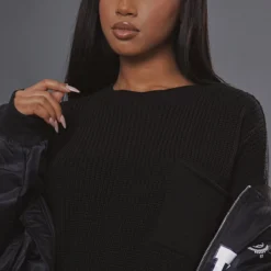 Robe Pull En Maille épaisse Noire à Ourlet élimé -Pas Cher Robe Tendre Magasin 64572ddd1844b4cedee4aaa3a837d75ea114fb22 cnc0920 4