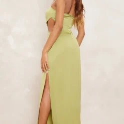 Robe Bustier Longue Vert Olive Satinée Découpée Sur Les Côtés 6 Robe Bustier Longue Vert Olive Satinée Découpée Sur Les Côtés -Pas Cher Robe Tendre Magasin 65c042626dcd21ce392cbe045ecc012b46378d48 cne1435 2