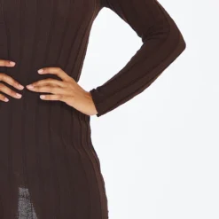 Robe Pull En Maille Tricot Chocolat à Ourlet Tombant -Pas Cher Robe Tendre Magasin 68cdbc32bbac5cf8434a9e10600ba730dbebcab9 cnc0941 4