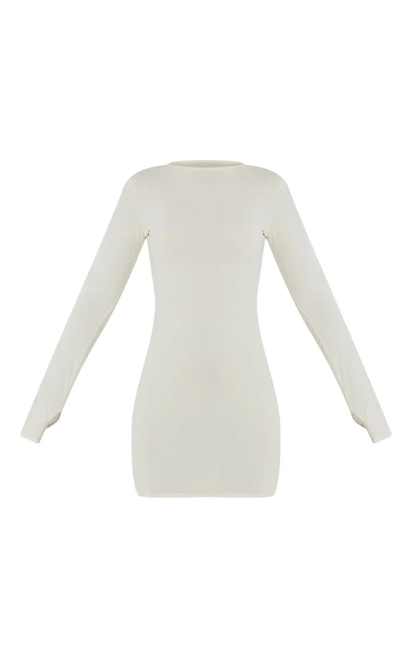 Robe Moulante Beige Sculpt Mat à Manches Longues Et Trous Pour Les Pouces 5 Robe Moulante Beige Sculpt Mat à Manches Longues Et Trous Pour Les Pouces – Image 5