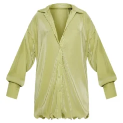 Robe Chemise Vert Citron Plissée à Ourlet Volanté -Pas Cher Robe Tendre Magasin 6993b843d68e62342a6592616065f27b790a32bd cnd2234 5
