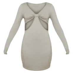 Robe Moulante Manches Longues Sable Pâle à Découpes Et Coutures Contrastantes -Pas Cher Robe Tendre Magasin 6a8965194588666978678d50b93eb1a9d18e38be cnd4023 5