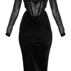 Robe Mi-longue Noire En Velours Et Dentelle à Corset Découpé 9 Robe Mi-longue Noire En Velours Et Dentelle à Corset Découpé -Pas Cher Robe Tendre Magasin 6b01823ce87c26483e4d53382c27cd4d10d7711f cnb7423 5