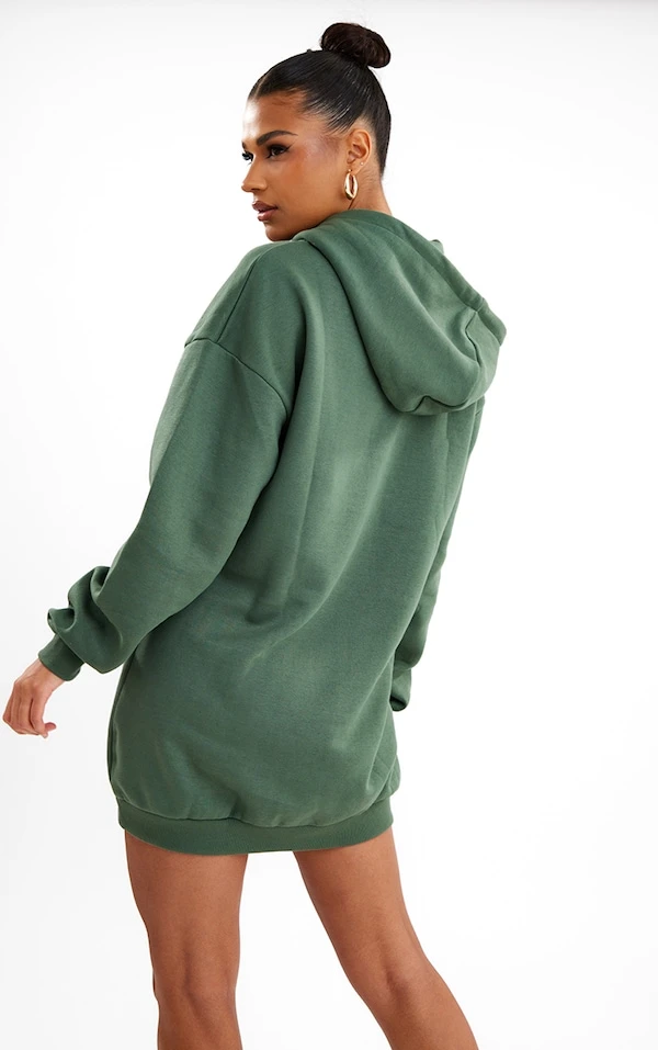 Robe Sweat Bleu-vert à Capuche Et Poche Oversize Devant 2 Robe Sweat Bleu-vert à Capuche Et Poche Oversize Devant – Image 2