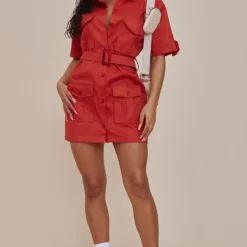 Robe Chemise Cargo Rouille Ceinturée à Manches -Pas Cher Robe Tendre Magasin 6c02d84d22c09d1c6f8193c3687a1510f0341afb cnc7086 3