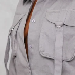 Robe Chemise Cargo Gris Anthracite à Poches Et Ceinture -Pas Cher Robe Tendre Magasin 6c1d2377557be64e97f7071f1c22a46ed42501c4 cnb9653 4