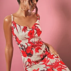 Robe Longue Plissée Nude Fleurie à Bretelles -Pas Cher Robe Tendre Magasin 6c345d573b83237b624aed2572e2525506de7a2e cna1286 5