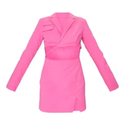 Robe Moulante Style Blazer Utilitaire Rose En Maille Tissée à Découpes Et Taille Nouée -Pas Cher Robe Tendre Magasin 6dde9e15e7311c2857c59bf203b645b9c10e67c2 cmu1262 6