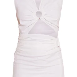 Robe Moulante Découpée Effet Lin Mixte Blanc à Anneau En Bois -Pas Cher Robe Tendre Magasin 6e1cc0d2173b24fc050eb7b9a5ecf67ad4c357db cmw9211 6