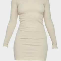 Robe Moulante Côtelée Structurée Sable Clair Froncée à Détail Contours -Pas Cher Robe Tendre Magasin 6f10fa16f57fa0e2b0e963f9146727e75524a3ec cnc6727 5