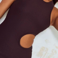 Robe Moulante Côtelée Chocolat à Taille Découpée -Pas Cher Robe Tendre Magasin 705dca638fdec8b40f58dde5bdc53616f757889b cmz6236 5