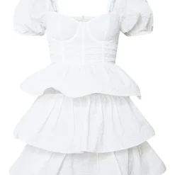 Robe Patineuse Blanche Crêpée à Détail Bonnets Et Jupe étagée 9 Robe Patineuse Blanche Crêpée à Détail Bonnets Et Jupe étagée -Pas Cher Robe Tendre Magasin 717741c4265e081dd9afe4f865319c763b4e9959 cmt1587 6