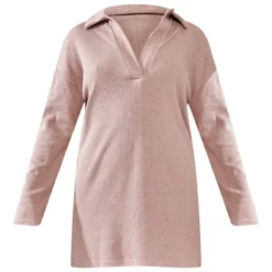 Robe Pull Oversize Côtelée Gris Pierre à Col En V -Pas Cher Robe Tendre Magasin 71a61aad46ead309793bb16b6884aad580c50419 cnb4464 5