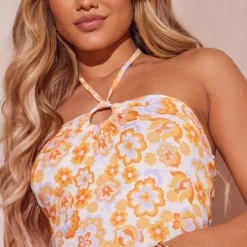 Robe Moulante Orange Fleurie Rétro à Dos Nu Et Détail Anneau -Pas Cher Robe Tendre Magasin 72c189d6ca0bd375f9c64bfa91d9d9376bb19323 cmy1669 5