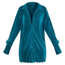 Robe Chemise Plissée Bleu Sarcelle à Ourlet Volanté 9 Robe Chemise Plissée Bleu Sarcelle à Ourlet Volanté -Pas Cher Robe Tendre Magasin 73d958e63c7d7551ce67dd23cccf6f058f9e309a cnb8480 5