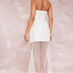 Robe Bustier Longue Crème En Mesh Et Mousseline De Soie Texturés 6 Robe Bustier Longue Crème En Mesh Et Mousseline De Soie Texturés -Pas Cher Robe Tendre Magasin 75184ca9604c3dce54c722bcb5bee471094be443 cne2936 2