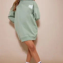 Robe Pull Oversize Sauge Doublure En Polaire à Capuche Et Slogan Cool Girl -Pas Cher Robe Tendre Magasin 762688379990faa7321dd3dece74583cd3afee6f cnd2406 3