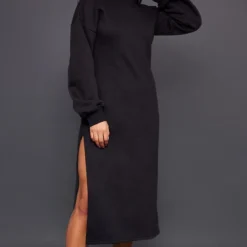 Robe Sweat Longue Noire à Col Montant Et Doublure En Polaire -Pas Cher Robe Tendre Magasin 769b7c19cbc33e1c1c4d6b653de7d5afc9fc2cf2 cnc8353 3