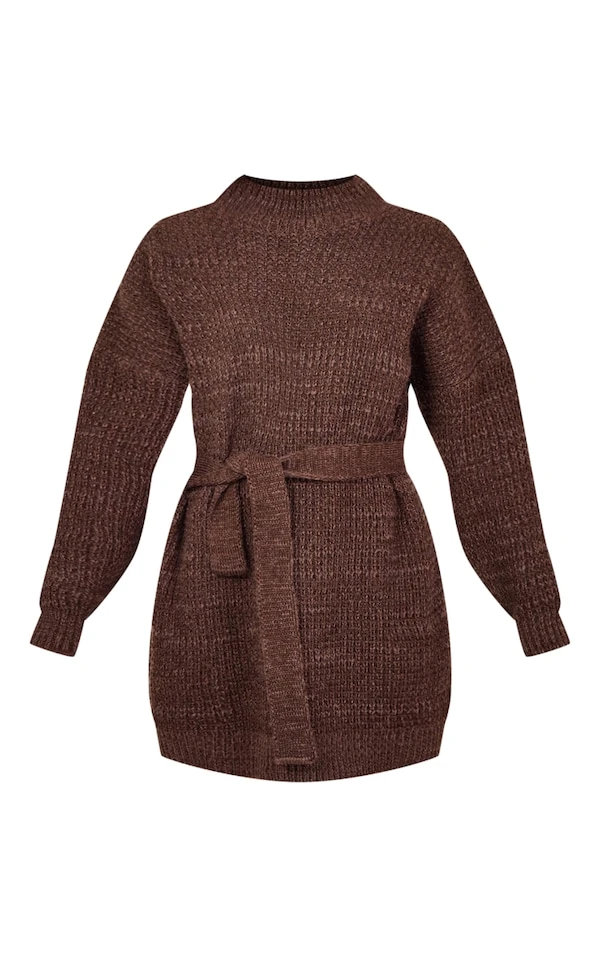 Robe Pull En Maille Tricot Gaufrée Vison 5 Robe Pull En Maille Tricot Gaufrée Vison – Image 5