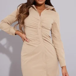Robe Chemise Gris Pierre à Fronces Et Boutons Asymétriques -Pas Cher Robe Tendre Magasin 77658628f65aaae1bde30b543932a640076c186e cmu7223 4