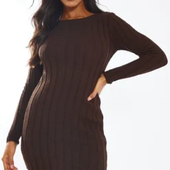 Robe Pull En Maille Tricot Chocolat à Ourlet Tombant -Pas Cher Robe Tendre Magasin 777e933a4ba2f62afd938782048eed2dfe5a430e cnc0941 3