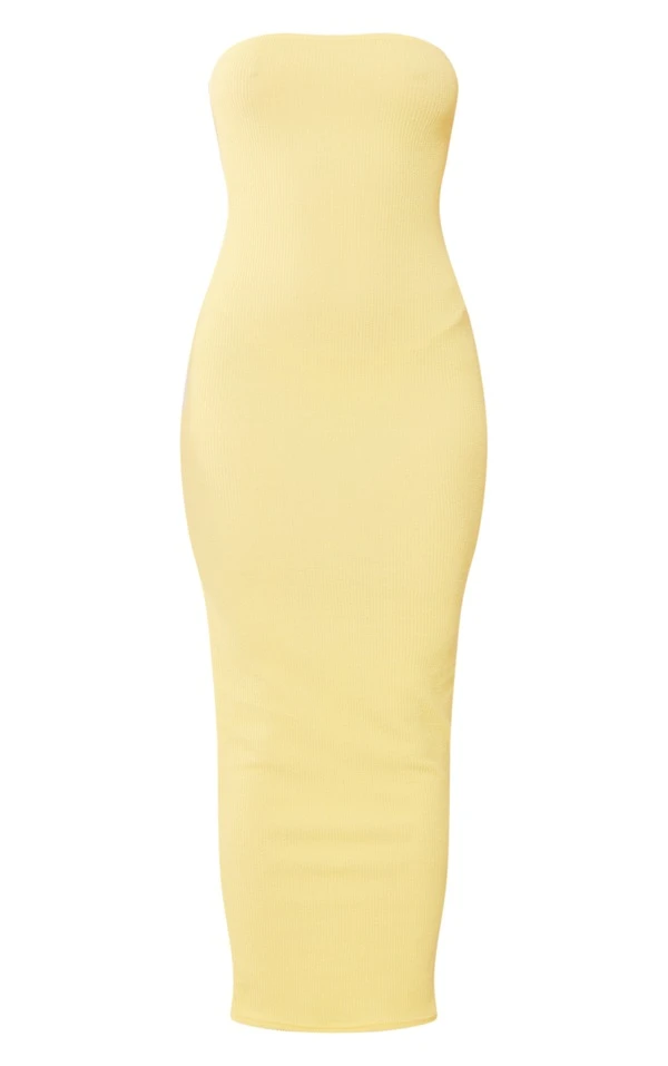 Logic Robe Bustier Longue Jaune Citron En Maille Côtelée Texturée 5 Logic Robe Bustier Longue Jaune Citron En Maille Côtelée Texturée – Image 5