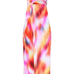 Logic Robe Fendue Longue Plissée Imprimé Abstrait Rose à Noeud -Pas Cher Robe Tendre Magasin 779bce9d3eedcf9a204e2ad5b5266c7d84427316 cne3456 5