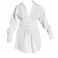 Robe Chemise Oversize Blanche Froncée à La Taille -Pas Cher Robe Tendre Magasin 79e0bfd5b396dbb14b54ed040f6dee7b5832d70d cne1026 5