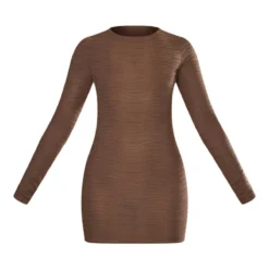 Robe Moulante Texturée Espresso à Manches Longues Et Col Ras -Pas Cher Robe Tendre Magasin 7ad808cef9ac359abe07b69b40cc0cda6fef60a9 cnb9615 5