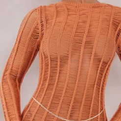 Robe Longue En Maille Tricot Marron Clair à Franges Et Dos Nu -Pas Cher Robe Tendre Magasin 7cd2037766c9f4c6b8ac152c157111e32754e1bc cnc6520 4