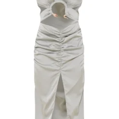 Robe Mi-longue Satinée Sauge à Empiècement Serpent -Pas Cher Robe Tendre Magasin 7da12bf8f01bdf8cf4097e7bdd342b55f4a4be0b cnd0020 5