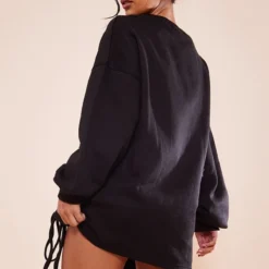 Robe Pull Oversize Noire En Sweat Froncé à Col Ras -Pas Cher Robe Tendre Magasin 7ed1e4b09c3d2b629aa1fa1ab5e7305b2f43be4c cnd1268 2