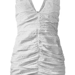 Robe Moulante Froncée Blanche Brodée à Décolleté Et Ourlet Volanté -Pas Cher Robe Tendre Magasin 7f64b4891907bcb3dab72b2c1e4ebdb3684934c1 cnd5481 5