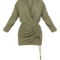 Robe Chemise Décolletée Effet Lin Kaki Décolleté -Pas Cher Robe Tendre Magasin 81c9d0d9ba35b333696fc164ed68e1dc33f98ca1 cmr5040 5