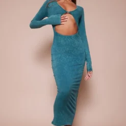 Robe Mi-longue En Coton Vert Délavé Découpée à Manches Longues 7 Robe Mi-longue En Coton Vert Délavé Découpée à Manches Longues -Pas Cher Robe Tendre Magasin 82e4fe515ae1542f863e99e988071b616740dbaa cnd8013 3