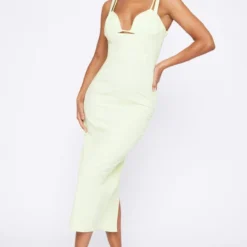 Robe Longue Vert Citron En Effet Lin à Coutures Et Doubles Bretelles -Pas Cher Robe Tendre Magasin 83b6980fad181970fd51828dffc39d9c3a078b64 cnd5414 3