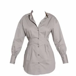 Renew Robe Chemise Kaki Clair Ajustée à La Taille à Manches Longues -Pas Cher Robe Tendre Magasin 8503065498619048941dba03f1f665da49f2fe44 cmt6727 6