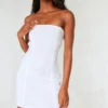 Robe Moulante Bustier En Broderie Anglaise Blanche