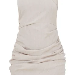 Robe Moulante Froncée Repliée Gris Pierre Effet Lin -Pas Cher Robe Tendre Magasin 853314da4bfa78c4999283281fe9d2ef2d19d9dc cnd2223 5