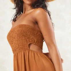 Robe Longue Rouille à Buste Froncé Et Découpes Dans Le Dos -Pas Cher Robe Tendre Magasin 8687072460de16f90b4982e294683ea7857b0c8d cne1530 4