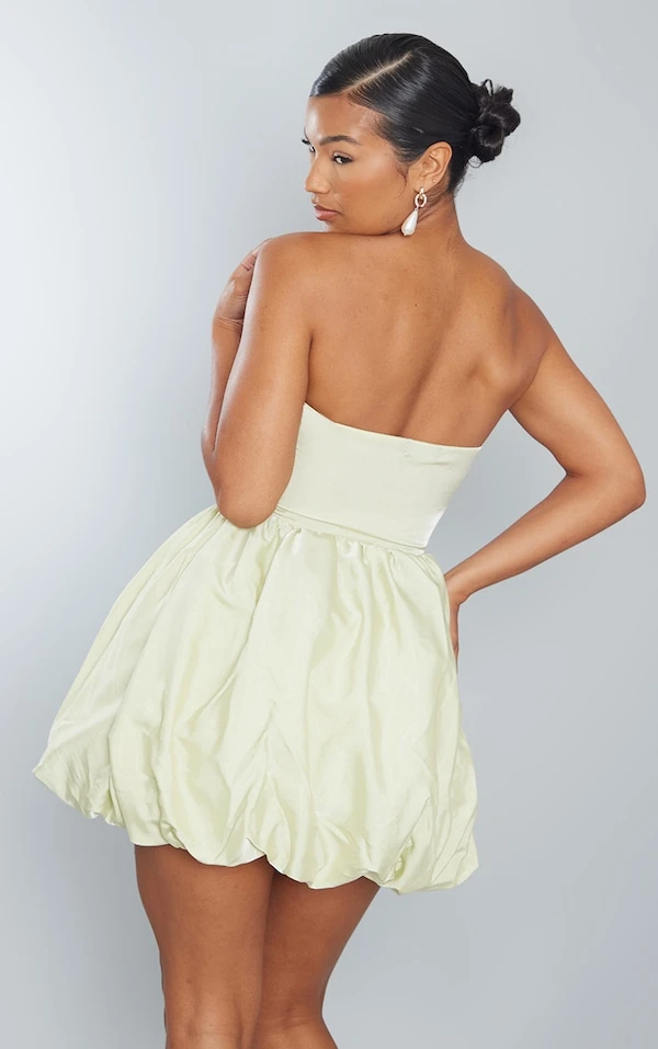 Robe Bustier Vert Sauge à Jupe Bouffante 2 Robe Bustier Vert Sauge à Jupe Bouffante – Image 2