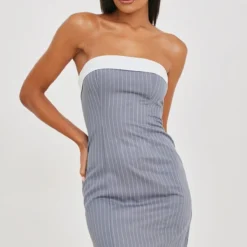 Robe Bustier Moulante Grise à Fines Rayures -Pas Cher Robe Tendre Magasin 874e703f826da14df657a36be837de8611b3d8eb cnb9649 3